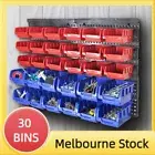 30 Tool Storage Bins Wall Mounted Organiser Parts Garage Workshop Box Shed Rack