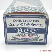 Box of Dozen Club No. 92 Special Bee Playing Cards Cambric Finish Back No. 67