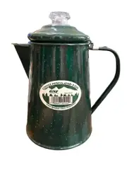 GSI Outdoors Camping Sierra Enamelware Percolator Coffee Pot 8 Cup Green Speckle