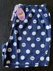 BRAND NEW WOMENS PETER ALEXANDER BLUE SPOTTY PYJAMA SHORTS SIZE 2+ (20-22)