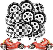 14PCS Race Car Balloons Tire Balloon Car Wheel Balloons Baby Shower Kids Two Fast Speedy Race Car Themed Birthday Party Decor Supplies