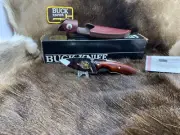 Buck Mini Alpha Knife Rosewood Handles Gold Battling Bucks - SN344 Mint In Box