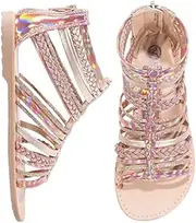 [MIXIN] Girls Gladiator Sandals for Big Kid Little kids with Strappy Ankle High Back Zipper
