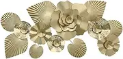 Metal Wall Decoration, Gold Floral Pattern Handmade Wall Sculpture 3D Wall Art Decor, For Living Room Study Bedroom Hotel
