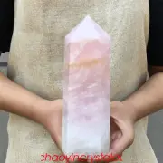 2.72LB Natural rose quartz obelisk quartz crystal point wand decor reiki XA1517
