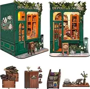 Roroom DIY Book Nook Kit, DIY Dollhouse Bookshelf Insert Decor Alley,3D Wooden Puzzle with LED Lighting Book Nook Wood Bookend Model Building(SQ45)