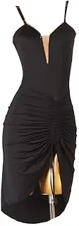 [JRUIA] Women's Latin Performance Dancing Clothing Cha Cha Practice Costume Ballroom Dance Dresses Leotard Skirt for Rumba