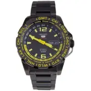SEIKO 5 Sports SRP689K1 GMT Automatic 4R36 Watch World Time Steel IP Black NOS