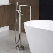 Woodbridge Freestanding Tub Faucet Hand Wand Overflow Drain F0014 Brushed Nickel