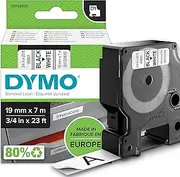 Dymo D1 Label Cassette Tape, 19mm x 7m, Black/White