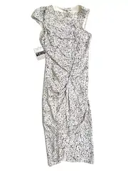 Narciso Rodriguez White Gather Silk Dress Ink Splatter Print Sz 40 EU NWT $1,995