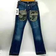 DOLCE & GABBANA JEANS WOMENS SIZE 26 CAMO POCKET PATCH DENIM BLUE JEANS