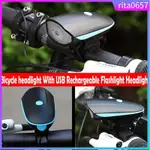 BIKE HEADLIGHT BICYCLE WITH HORN USB RECHARGEABLE FLASHLIGHT