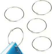 Ring Binder Rings for Loose Leaf Metal Easy Open and Close Round Shower Curtain Hooks Round Hinge Key Rings for Crafts, Cards, Home, School, Office (Pack of 5)
