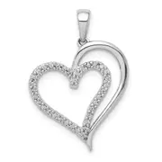 14k White Gold 1/10ct. Real Diamond Heart Pendant