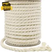 8Mm Macrame Cord, 59 Feet 3Ply Twisted Craft Cotton Rope Thick Nautical Rope