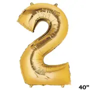 40" GOLD Number 2 Mylar Foil Balloon 1 pc Party BackDrop Decorations Supply