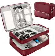 Electronics Travel Organizer Double Layer Cable Organizer Bag Watreproof Electronics Accessories Storage Bag,Winered