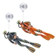 Aquarium Decoration Resin Figurine Diver with Floating Ball Fish for Tank Orname