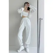 Drawstring High-Waist Jogger Pants Charcoal Gray - L