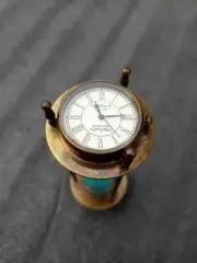 6inch Brass Nautical Hourglass Sand Timer with Clock & Compass, Black Sand Timer