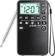 Portable AM FM Radio, LCD Display, 5 Presets, Sleep Timer, Battery Operated, Loud Speaker