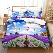 a2006 Bed Sheets Lavender Bedding Set Purple Duvet Cover Beautiful Landscape Polyester Pillowcases Quilt Cover Gift Home Decor3-Piece Bedding Set (
