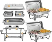 2 Pack Chafing Dish Buffet Set with Covers 9L Chafing Dish Stainless Steel Food Buffet Warmer Pan, Buffet Servers and Warmers for Catering Event Party Banquet (2x4.5L Trays Food Pan) (2PCS 9L)