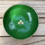Clay Trinket Jewelry Ring Bowl New with Gold Accents Shamrock Clover St. Paddys
