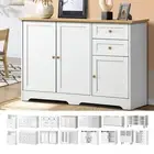 Oikiture Buffet Sideboard Storage Cabinet Cupboard Kitchen Hallway Table White