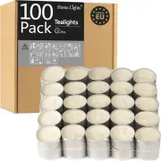 Homelights Unscented White Tealight Candles -100 Pack, 6 to 7 Hour Burn Time Sm