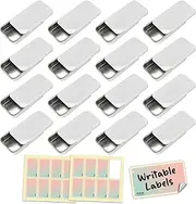 Cubic Ape Slide Top Tin Containers for Lip Balm, Solid Perfume (0.5 oz, 16-Pack, w/Labels) - (Small) Empty Cosmetics Metal Boxes with Sliding Lids (Gloss White)