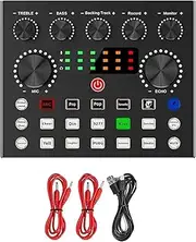 piuryue V8S Live External Sound Card Voice Changer Sound Card with Multiple Sound Effects for Live Recording Home KTV Voice Chat, 500298935