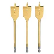 3Pcs Spade Drill Bit 1" Paddle Flat Bits Wood Hole Cutter Gold Tone