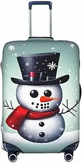 [CADREWY] Christmas Snowman Print Travel Suitcase Cover Luggage Protector with Elastic Anti Scratch for Carry On, Black, Medium