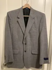 NWT Vintage Corbin Sport Coat Blazer Mens 44L Beige Houndstooth Tweed Soft Wool