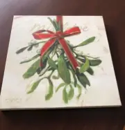 NEW Darren Gygi 'MISTLETOE'14 x 14 Mounted on Wood Frame Medium Giclée Art Print