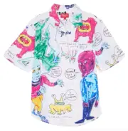 SS20 SUPREME X DANIEL JOHNSTON RAYON S/S SS SHIRT WHITE MULTICOLOR SZ XL (Bin #2