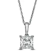 1 CT. Princess-Cut Natural Clarity Enhanced Solitaire Pendant in 10K White Gold