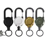 4Pcs Heavy Duty Retractable Steel Cord Carabiner Anti-Lost Backpack Key Chain Badge Holder