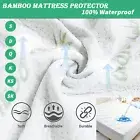 Bamboo Mattress Protector Waterproof Matress Cover King Queen Double Single Bed