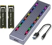 Daiilg M.2 NVMe Hard Drive Enclosure SSD Cool RGB Light Hard Drive Enclosure Aluminum CNC Case High Speed Gen.2 with Cable,A