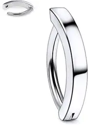[Kwoencxi] 14G ASTM F136 Titanium Clicker Belly Button Ring for Women Cute CZ Small Hoop long Bar Belly Button Rings Simple Reverse Navel Rings Piercing Jewelry 10mm 12mm 14mm Bars