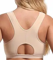 [NAVYN] Women Racerback Posture Bras Front Closure Gym Fitness Sports Bra Tops After Breast Surgery Support Postoperative Bra(Beige,XXL/XX-Large)