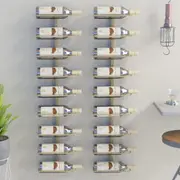 Wall-mounted Wine Rack for 9 Bottles 2 pcs Gold Iron vidaXL