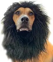 Lion Mane for Dog Pet Costume - FMJI Dog Clothes Lion Wig Without Ears for Halloween Festival Party (Black)