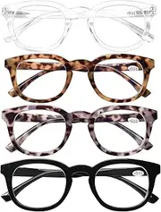 Computer Reading Glasses Blue Light Blocking -4 Pack Round Frames Anti Blue Ray Reduce Eyestrain Readers Glasses Men/Women, 1.5