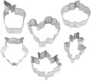 6 Piece Mini Thanksgiving Cookie Cutter Set Turkey Autumn Leaf Pie Crust Metal F