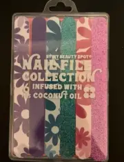 MY BEAUTY SPOT 6 Pc Dual Sided Nail Files Infused with Coconut Oil Collection