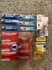 Fresh Breath Starter Pack! Colgate Optic White Stain Fighter Oral B Brushes &
